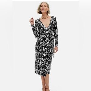 NWT DVF x TARGET Black Midi Sea Spots Wrap Dress ~ Size Small